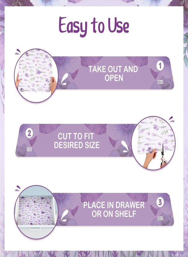 Fainne 24 Sheets Scented Drawer Liners for Dresser 15.7 x 22.8 Inch Lavender Drawer Paper Non Adhesive Liners Dresser Scented Floral Print Fragrant for Kitchen Cabinet Shelf Closet(Vibrant Style) - Image 3